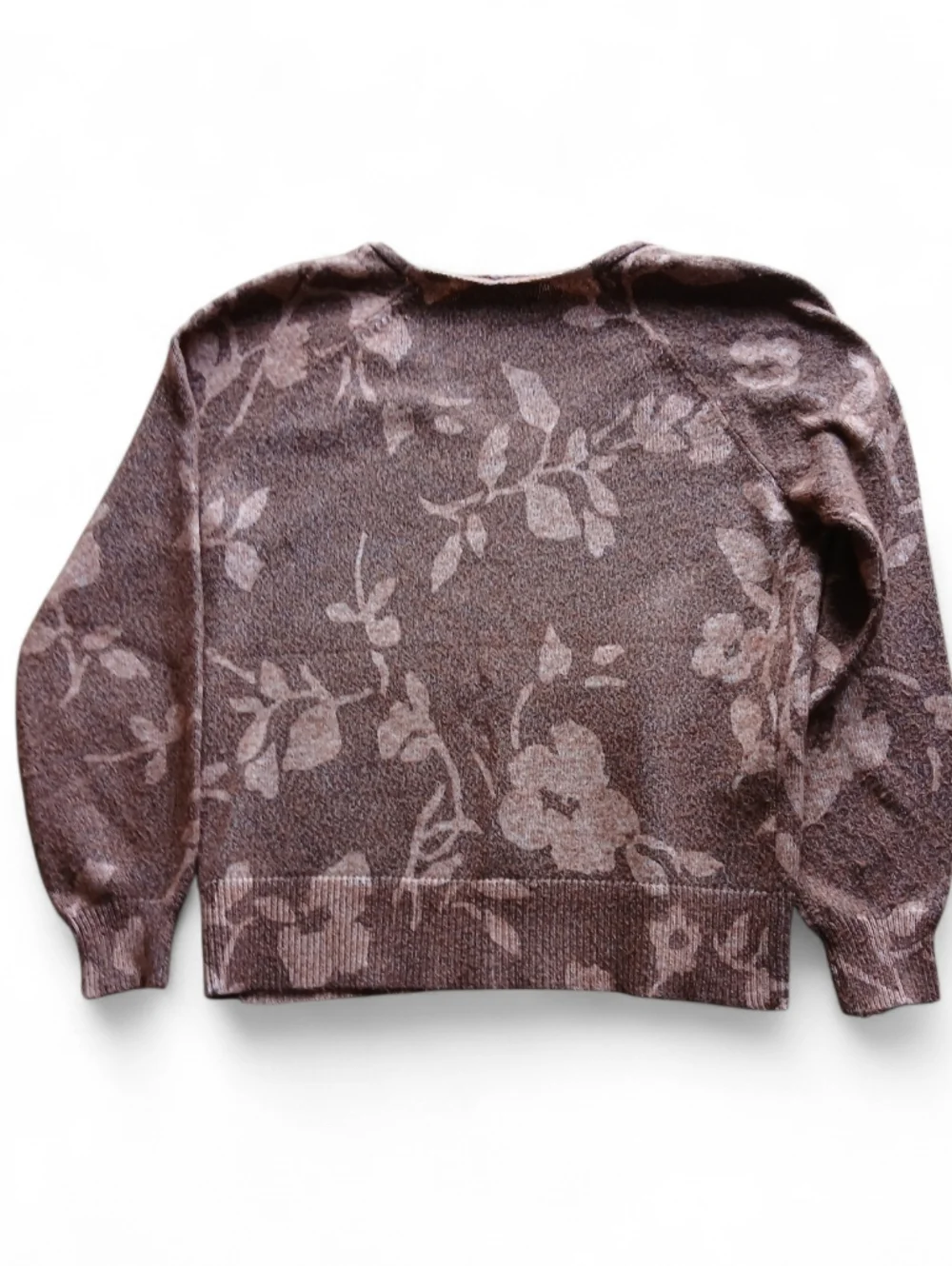 LOFT Size Large Dusty Rose Floral V-Neck Sweater